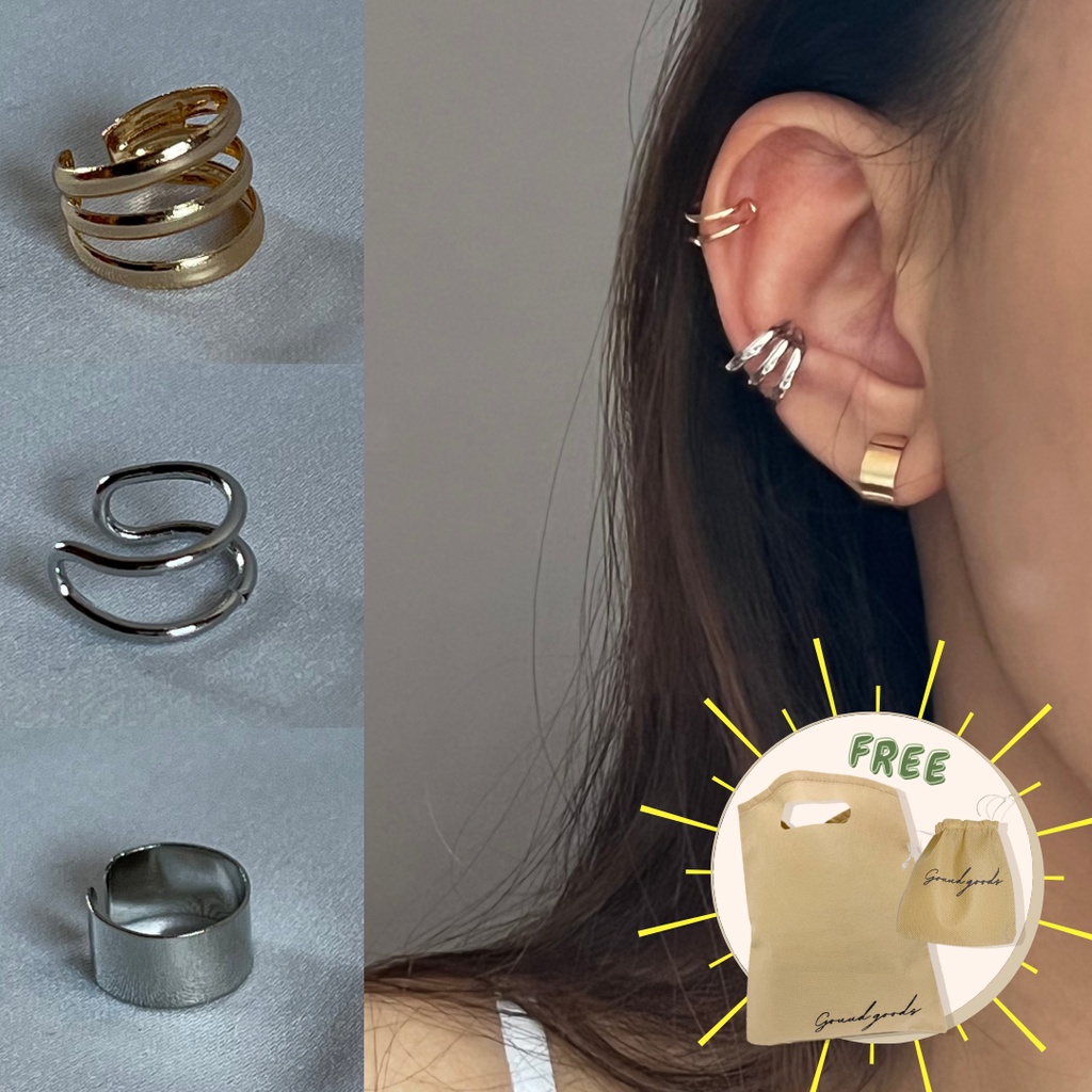 Basic Clip Earring - Anting Cuff / Earcuff / Anting Jepit Tanpa Tindik / Anting Klip