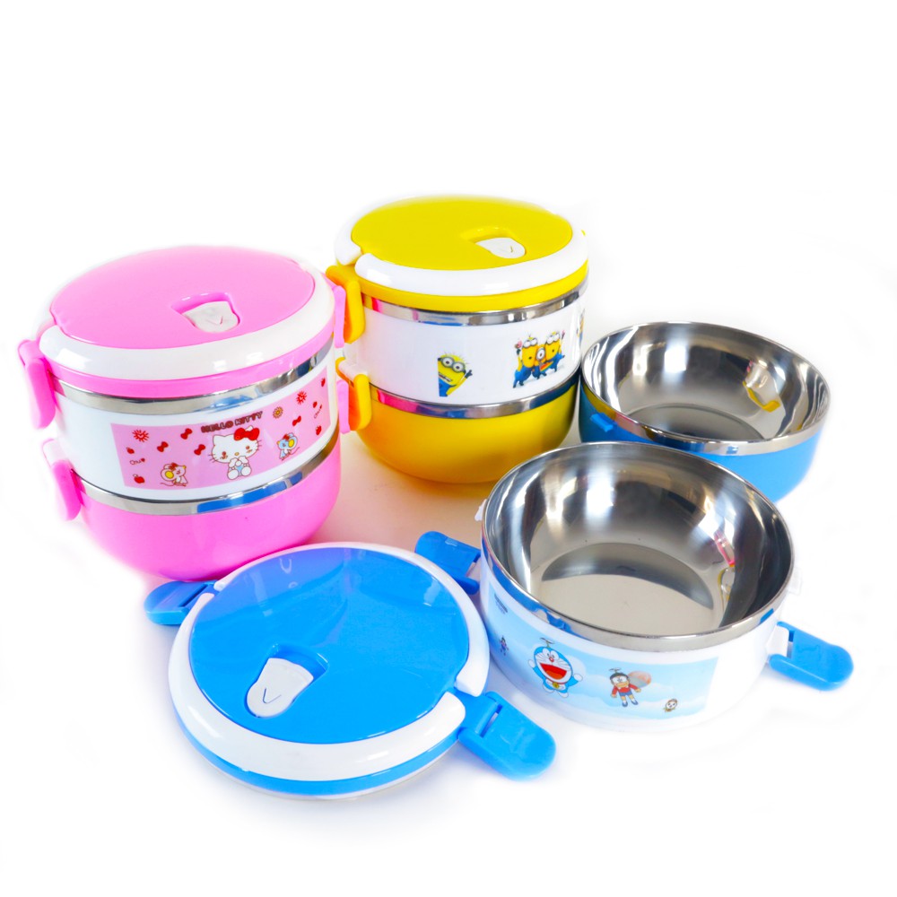 Lunch box rantang susun 2 stainless steel karakter / Rantang Piknik Motif