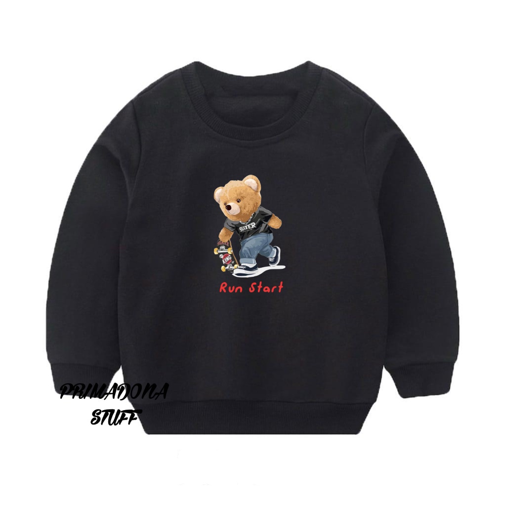 Crewneck baby sweater anak perempuan unisex flece tebal 1-5 thn