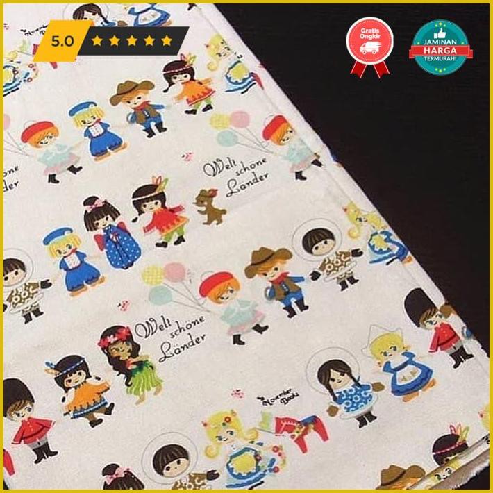 

Kerajinan Tangan Kain Katun Linen Motif Anak-Anak Dari Berbagai Negara/Kain Impor/Diy Exclusive