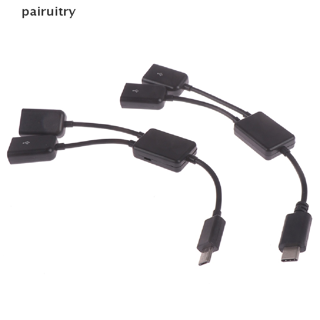 Kabel adapter splitter y Micro usb Tipe c to 2 otg dual female