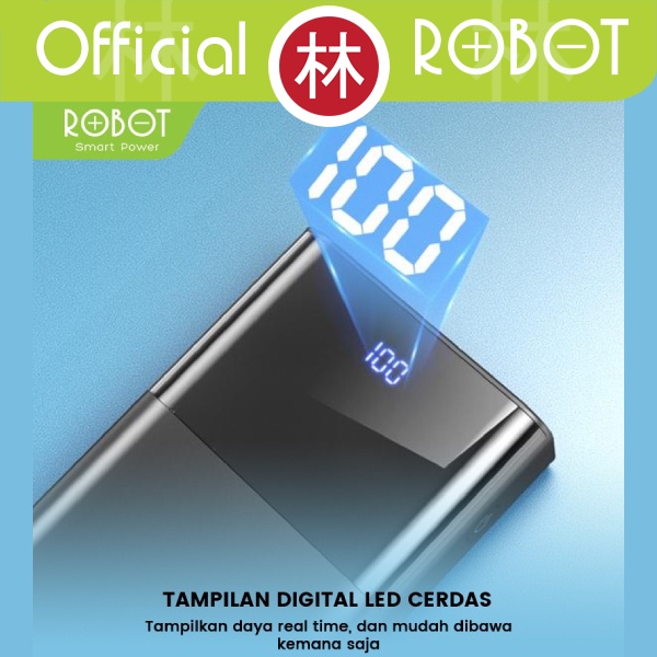 ROBOT RT22 PowerBank 20000mah Dual Port Input &amp; Output Led Display .