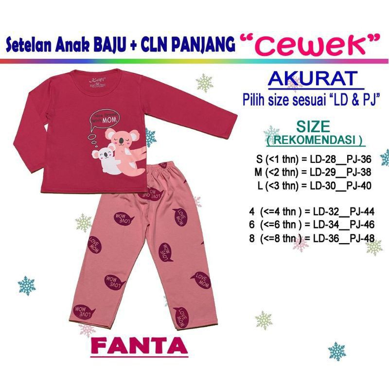 SETELAN KELFI PEREMPUAN/BAJU TIDUR LENGAN PANJANG