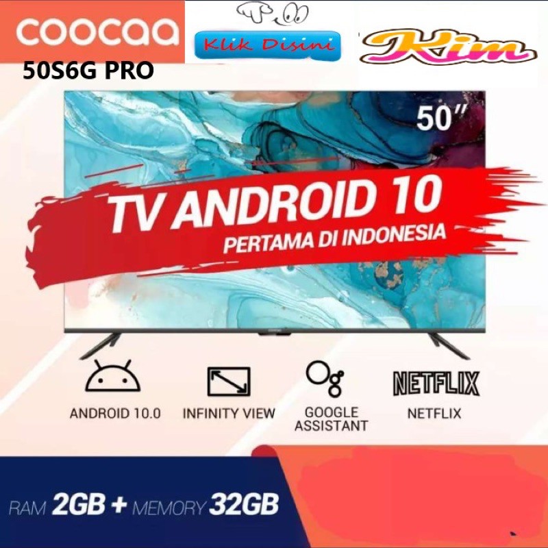 JNE KHUSUS LUAR KOTA COOCAA LED TV 50 inch 50S6GPRO ANDROID 10