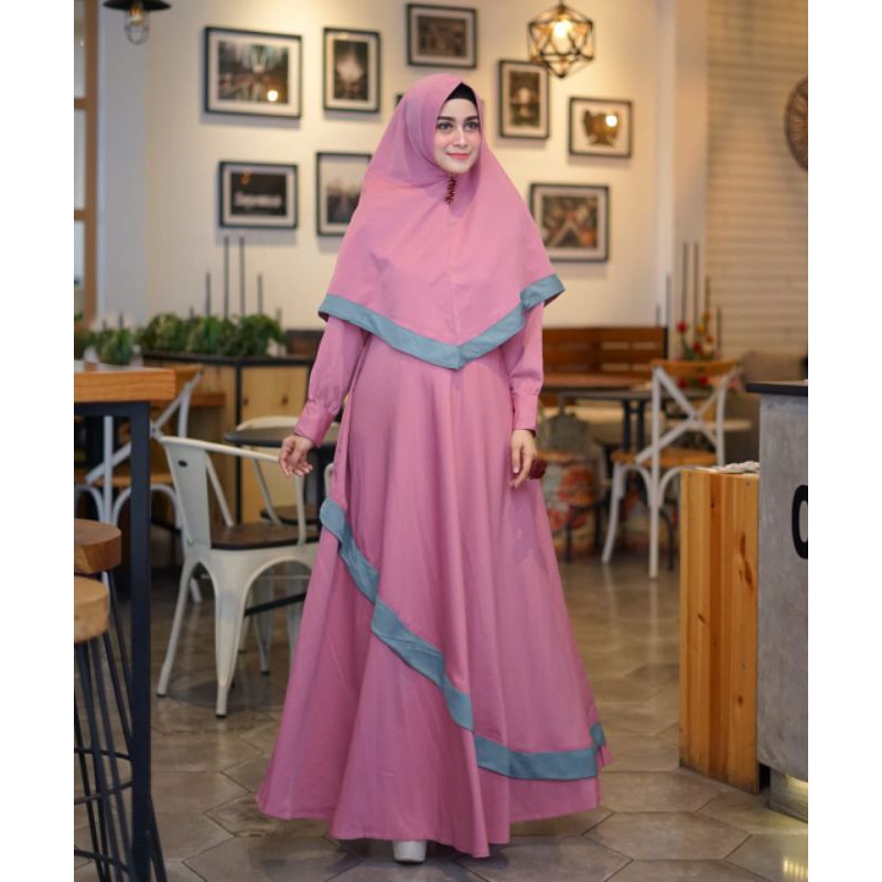 SET GAMIS SYARI INAYAH BY FANAYA PINK ORI