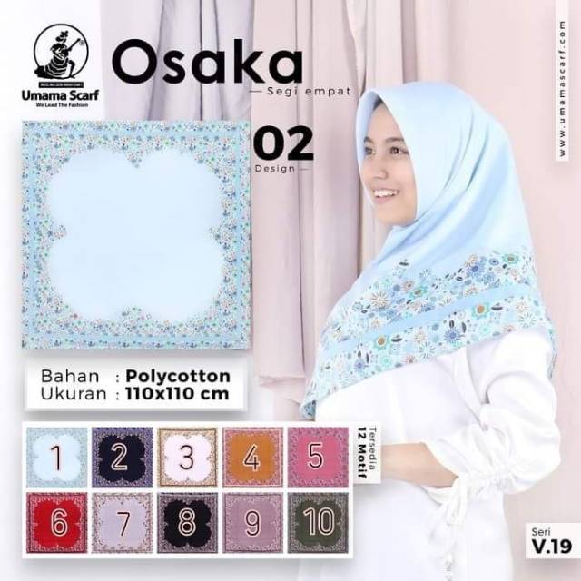 Jilbab Hijab Scarf segiempat motif Umama Osaka Voal Silk Velvet Bursa