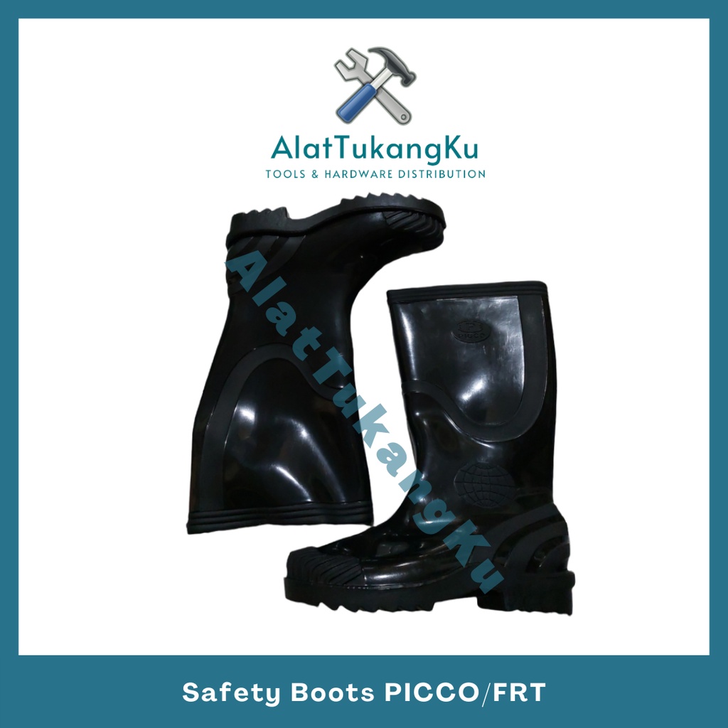 Sepatu Boot Hitam Proyek Safety Karet Picco HART / Sepatu Boot Proyek FRT Murah / Sepatu Boots Proye