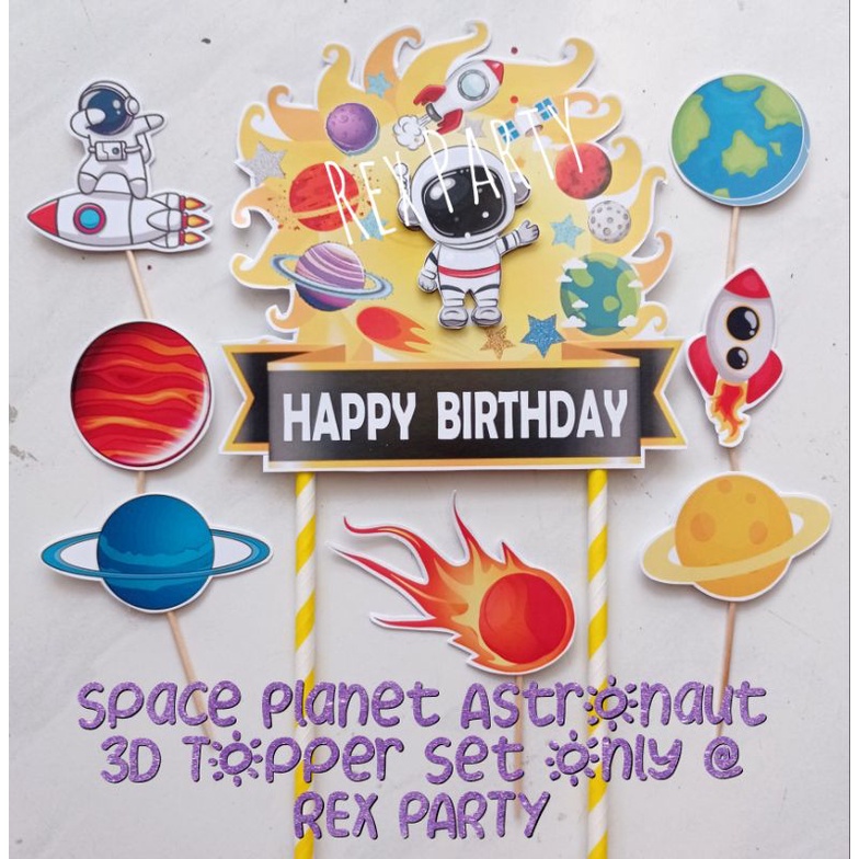 Space Astronaut Solar System Cake Topper Set/Cake Topper Planets Astronaut/ Space Topper Kue Astrono