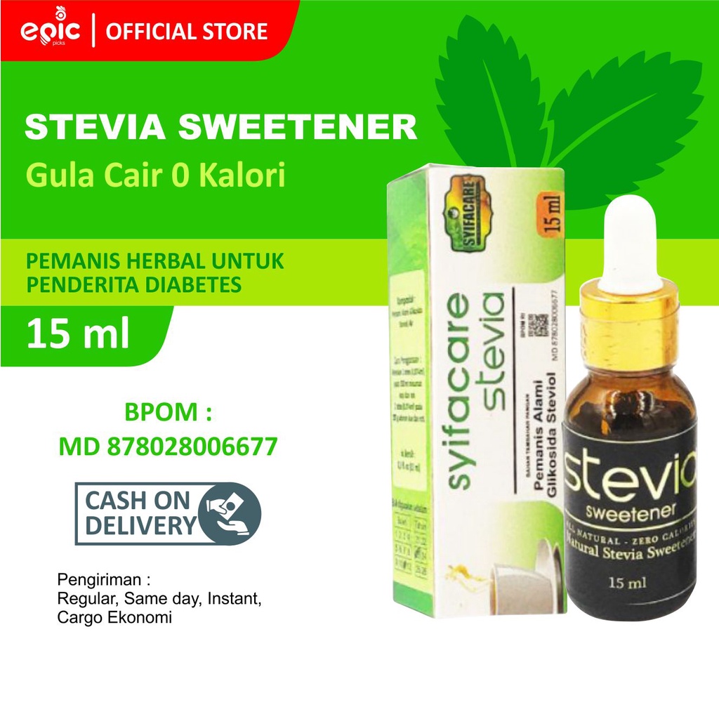 

Epicpicks Syifacare Stevia Gula Cair 0 Kalori Pemanis Alami Herbal Diabetes 15 ml