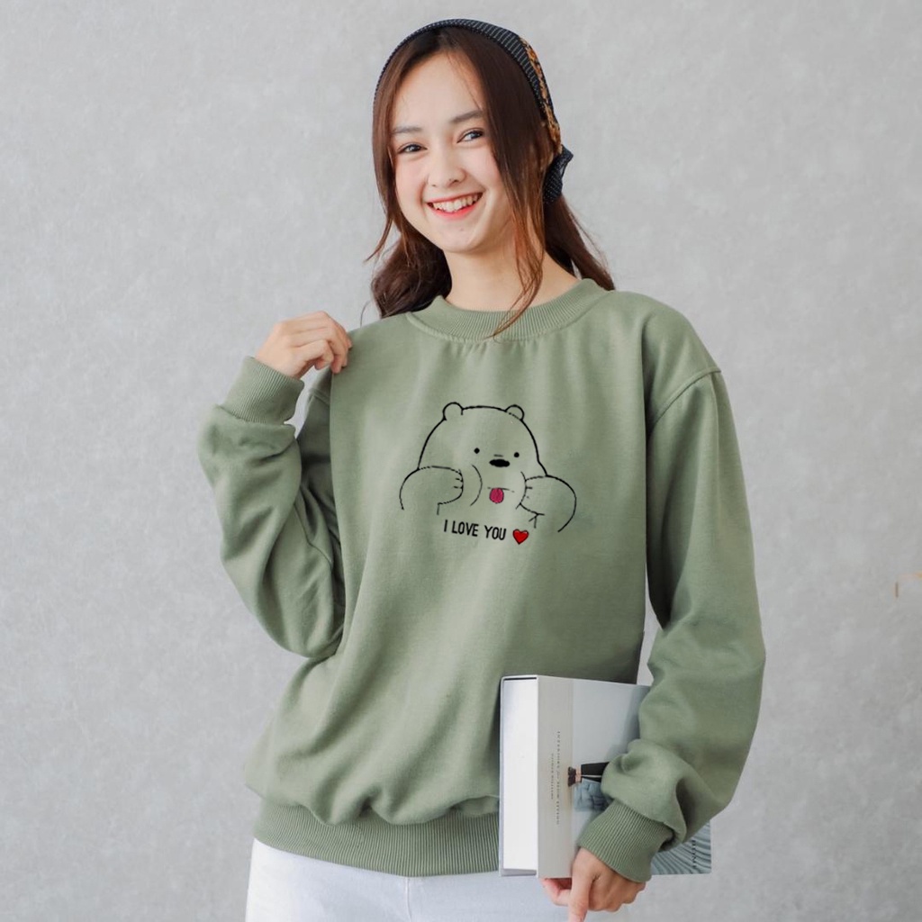 🅳🅵 Sweater Panda Love Pria &amp; Wanita | Sweater Korea Style Fleece Cotton | Dhea Fashion