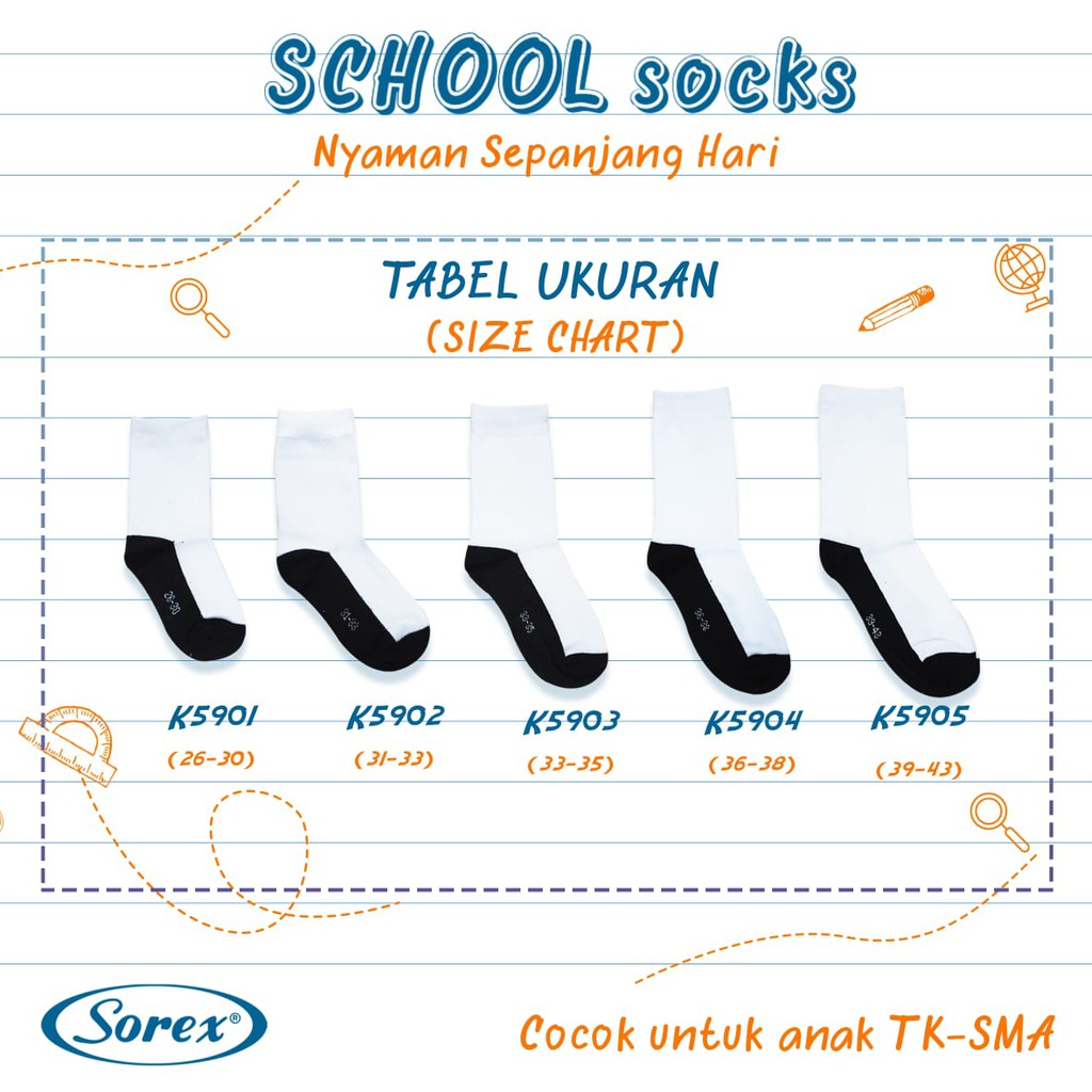 kaus kaki anak sekolah sorex TK-SMA