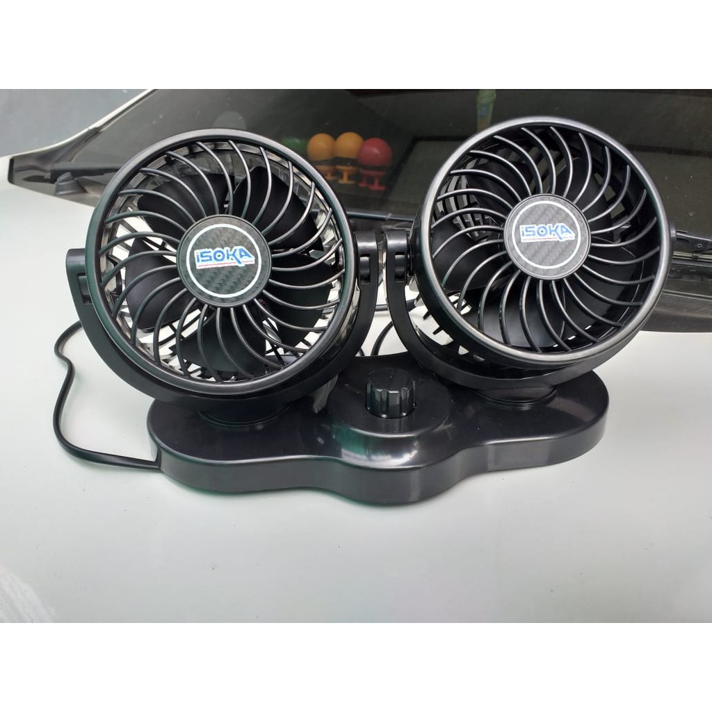 KIPAS ANGIN DOUBLE UNTUK MOBIL DC 12 VOLT