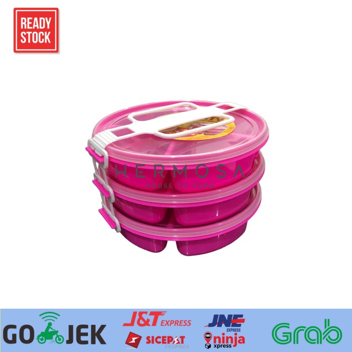 Rantang Trini Susun 3| Rantang Bulat | Rantang Catering | Ompreng Bulat | Rantang Plastik Catering