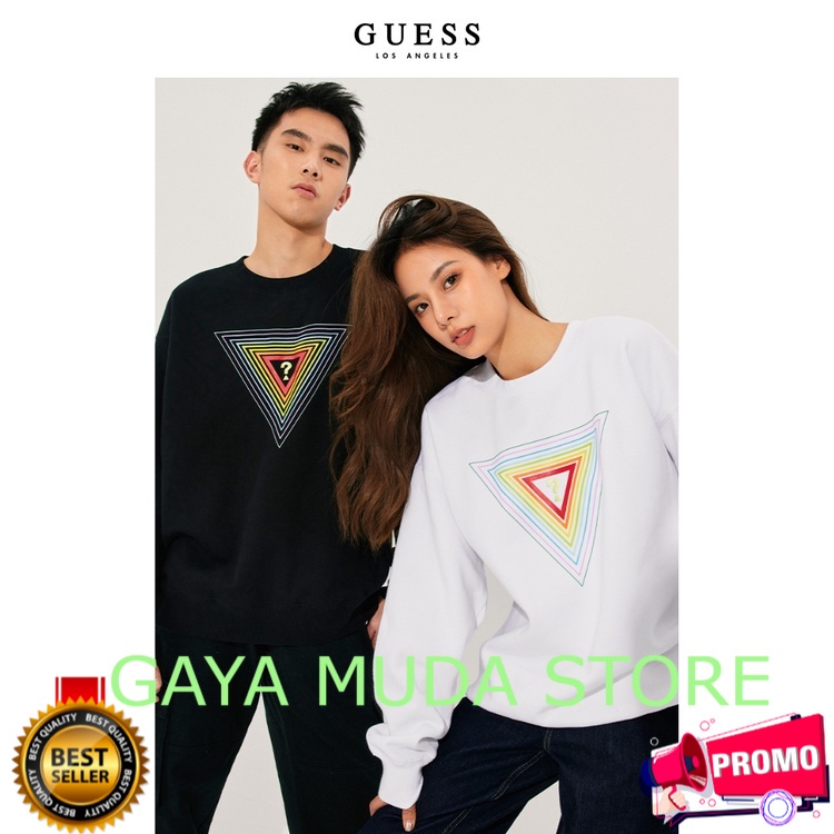 ⭐️⭐️⭐️⭐️⭐️BAJU 【READY STOCK】Guess autumn and winter new men's round neck pullover inverted triangle 