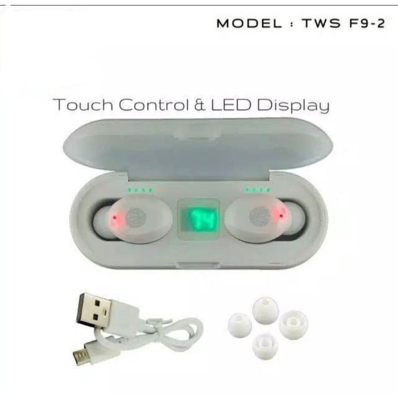 Headset Bluetooth TWS F9-2 LED Wireless Headset F9 2 Touch