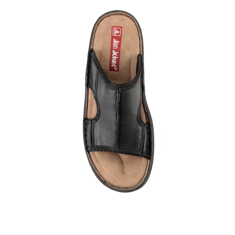 SANDAL CASUAL JIM JOKER PRIA ORIGINAL SLIDE KULIT BRANDED HITAM JJ03