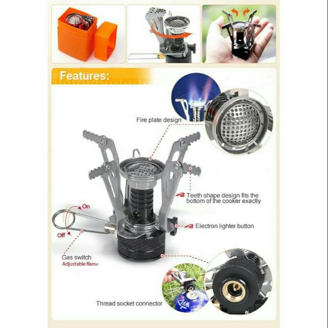 Kepala kompor camping ultralight mini portable gas stove