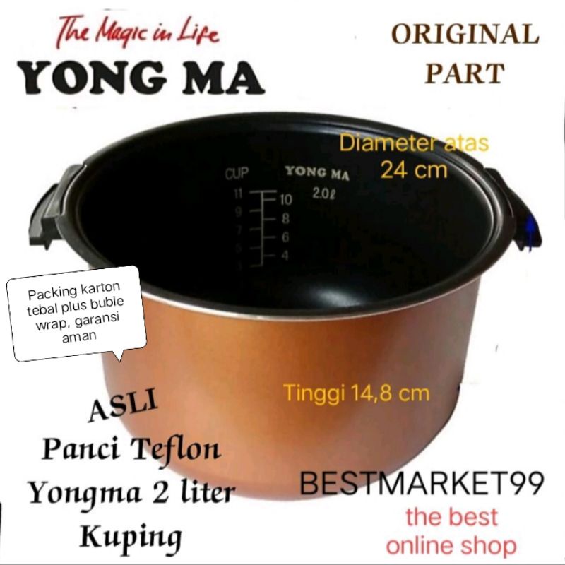 PANCI YONGMA ECO CERAMIC INNER POT MAGIC COM YONG MA 2 LITER WING/ NON WING YONGMA Free Paking Karton Tebal &amp; Buble Wrap