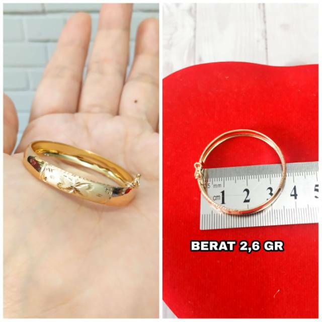 GELANG BANGKOK ANAK UKIR STAR PERAK ASLI LAPIS EMAS 24K S925 CC300