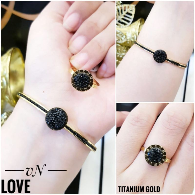 Titanium Gelang dan cincin 1719n