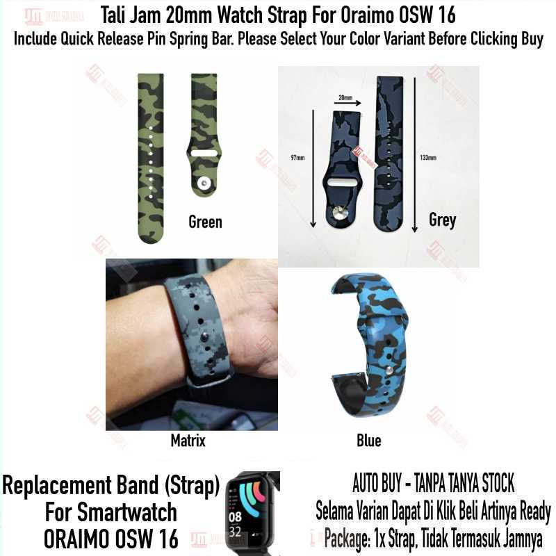 RMY Watch Strap Oraimo OSW 16 OSW16 - Tali Jam 20mm Camo Army Rubber Silikon