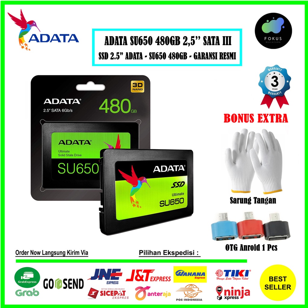 Adata SSD SU650 480GB 2.5 SATA III 3D NAND Flash For PC &amp; Laptop