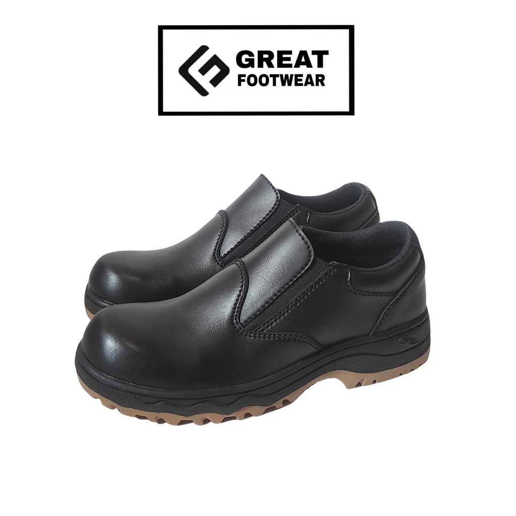 Sepatu Safety Pria Slip On Safety Boots Ujung Besi Sepatu Kerja Pria Termurah Anti Licin Great Footwear GF 222