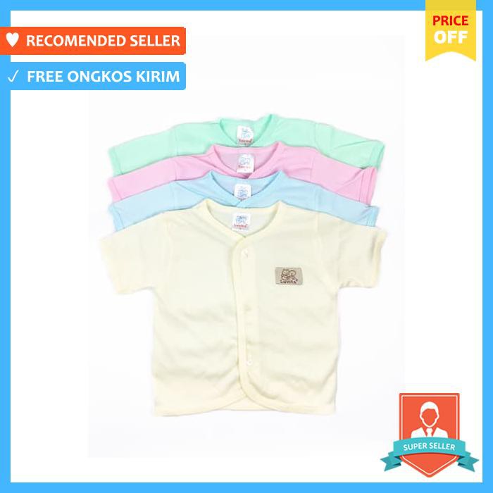 pakaian bayi unisex - luvita baju bayi lengan pendek polos ( m,l ) 4 pcs - baju & sepatu bayi
