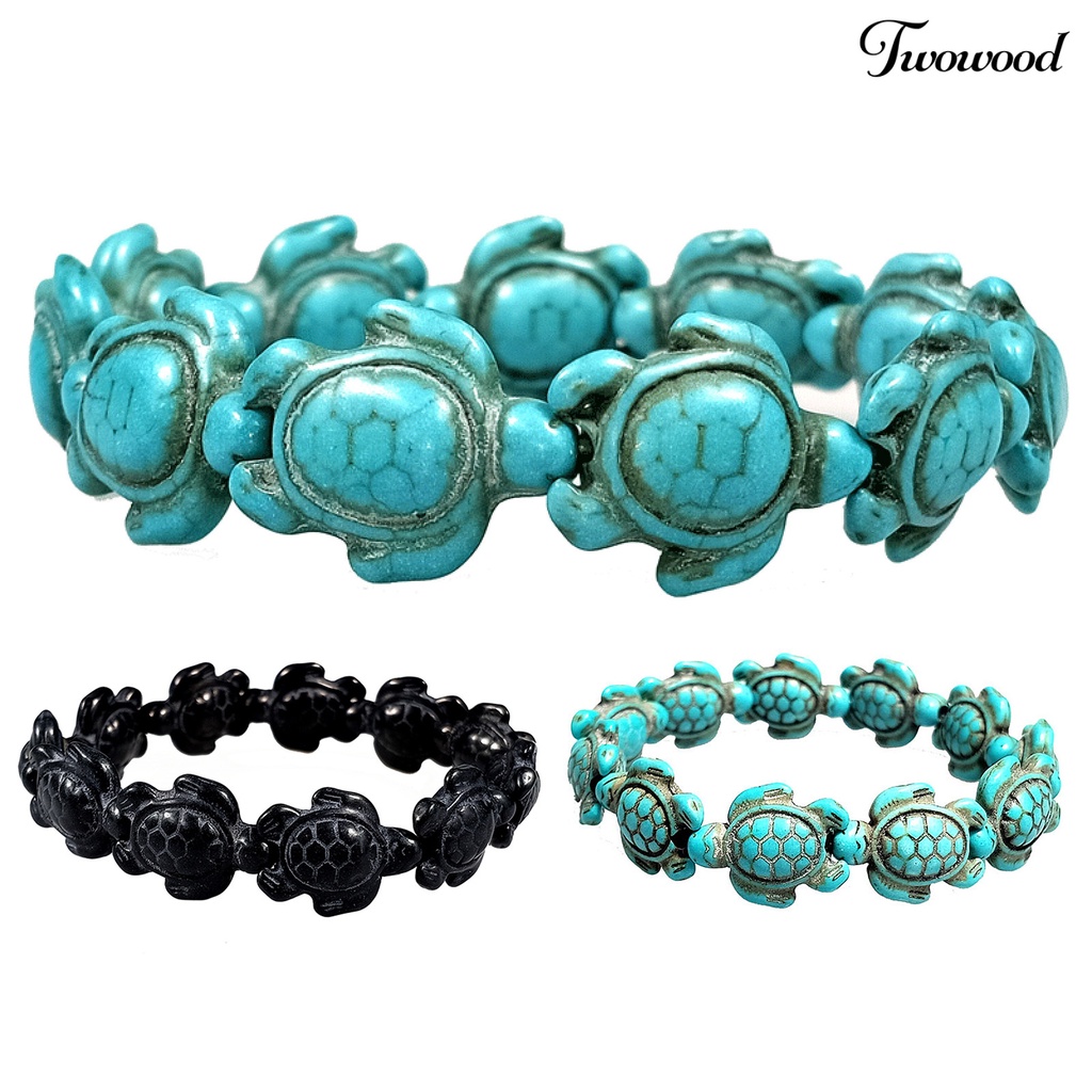 Gelang Bentuk Hewan Kura-Kura Laut Turquoise Tiruan Ramah Lingkungan Gaya Hawaii Untuk Unisex