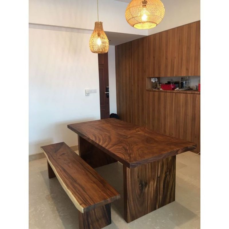 meja makan trembesi kayu solid