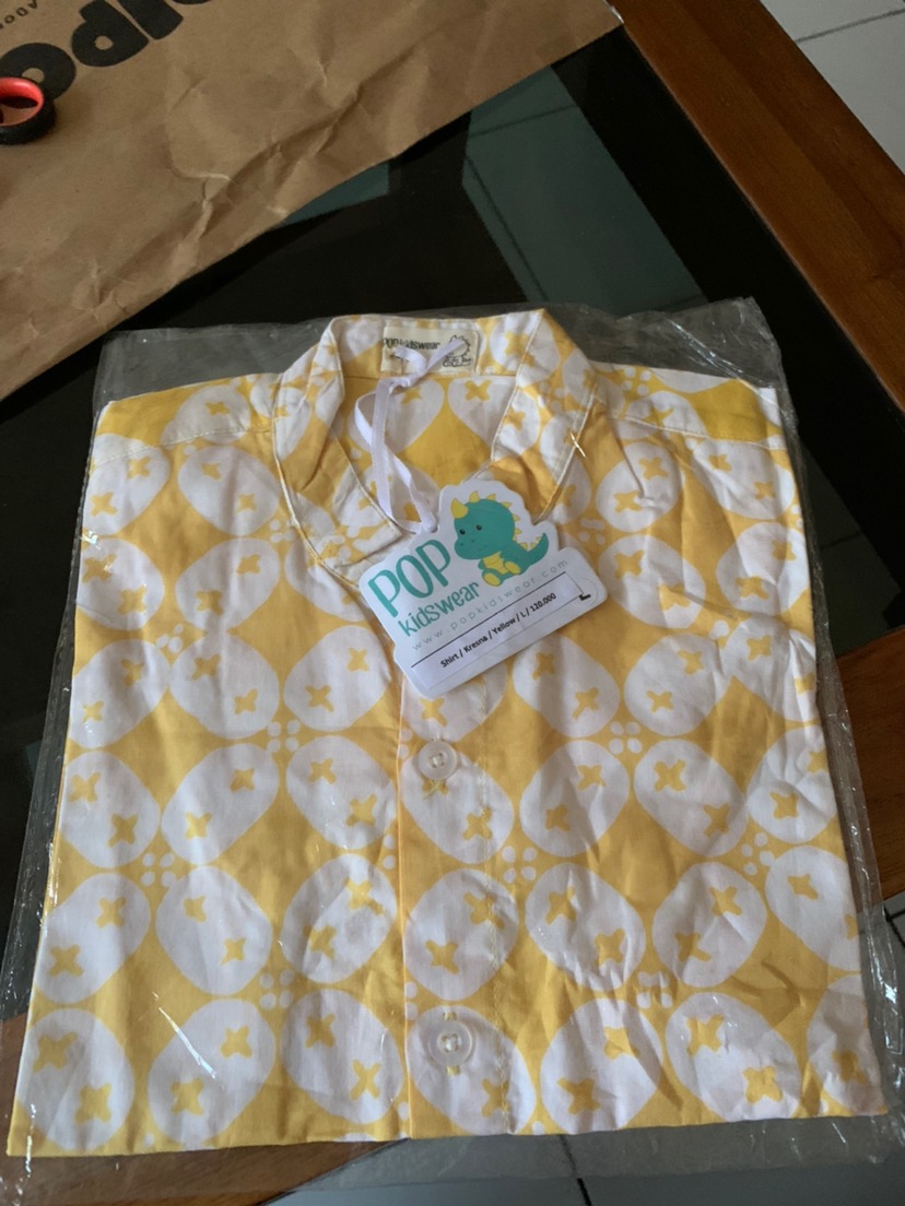 Pop Kidswear Kresna Batik Shirt - Batik Anak Kuning Cerah 1 Sampai 6 Tahun