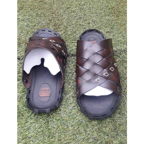 sandal sendal pria cowok laki-laki dewasa kulit asli original sapi berkualitas casual terbaru murah