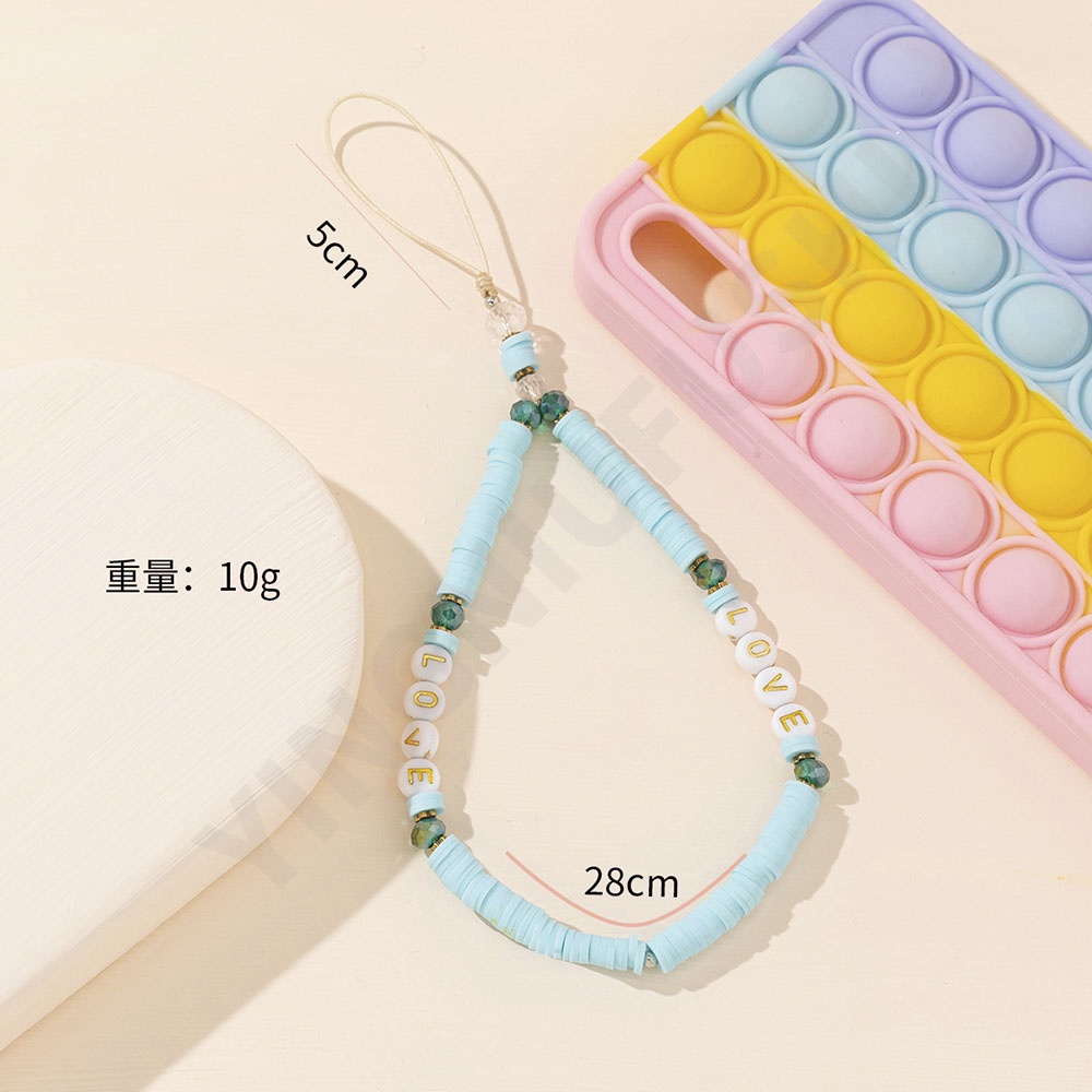 【COD Tangding】【COD Tangding】Tali Lanyard Handphone Bahan Akrilik Warna Ungu / Biru Untuk Wanita