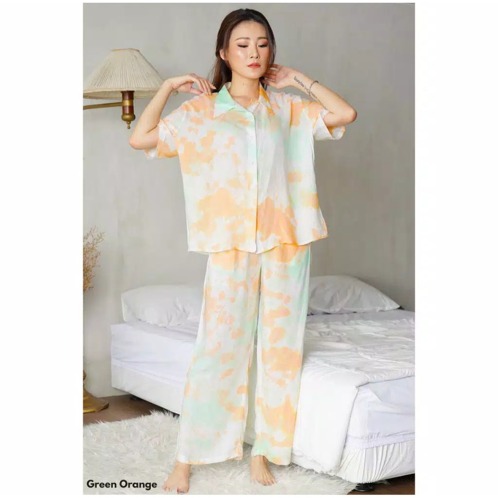 GALAXY SHORT &amp; LONGSLEEVE SET - BAJU TIDUR KEMEJA TIE DYE SET/DAILY SET/PIYAMA SET CP &amp; PP FIT XL