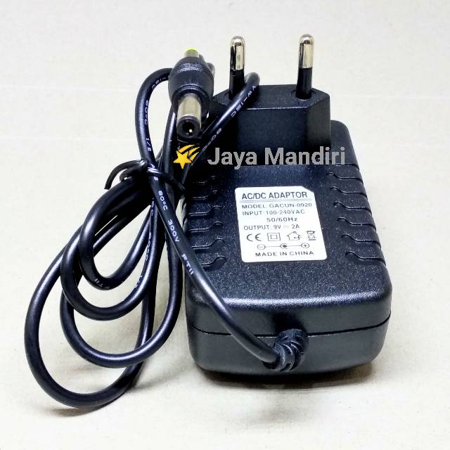 Adaptor 9V- 2A / power adapter 9 Volt 2 Ampere double Jack DC