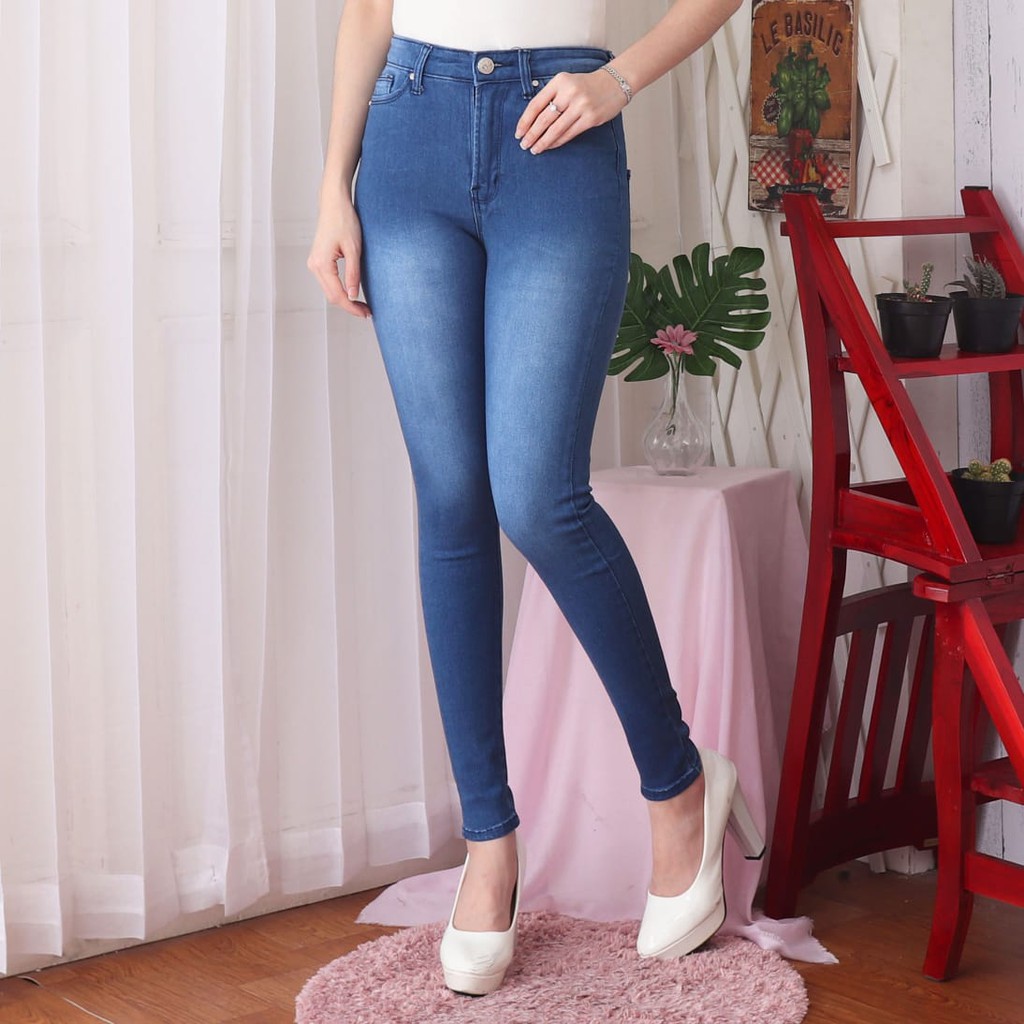 7C-G CELANA JEANS PREMIUM HIGHWAIST BIRU JEANS /PINGGANG TINGGI JEANS /STREACH /27 - 34