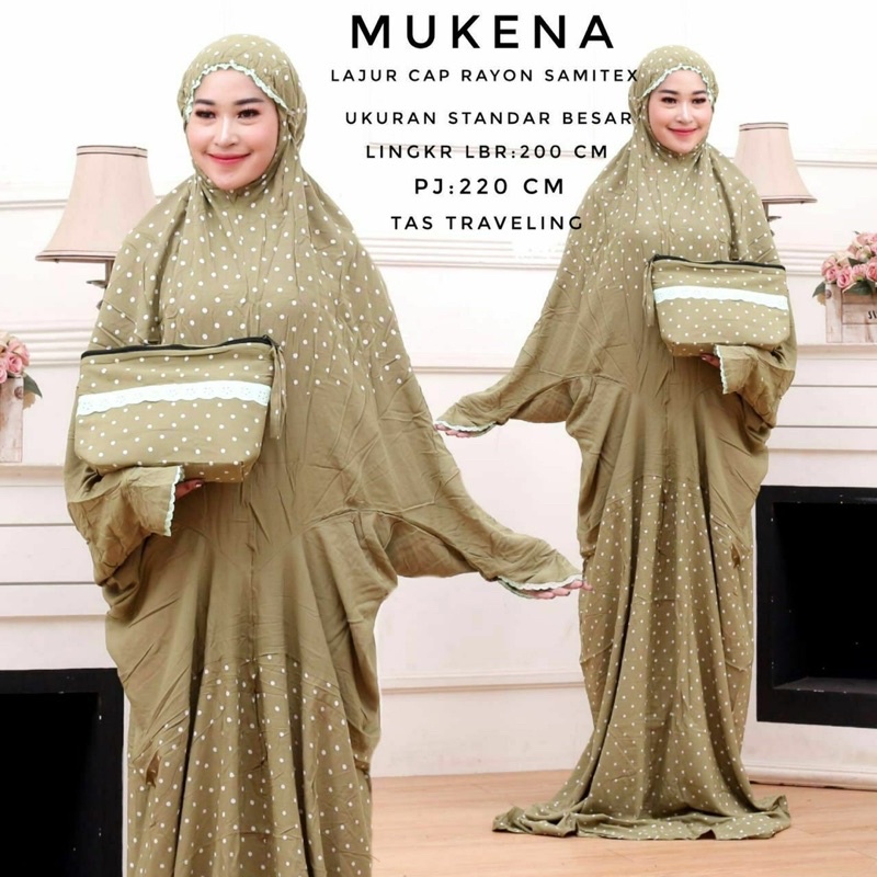 Mukena lajuran polkadot rayon premium mukena lajuran motif polkadot bahan rayon premium
