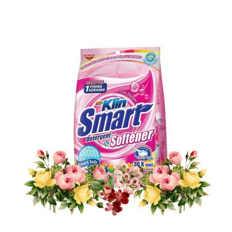 Soklin Smart softener Deterjen Bubuk 800 g gratis piring