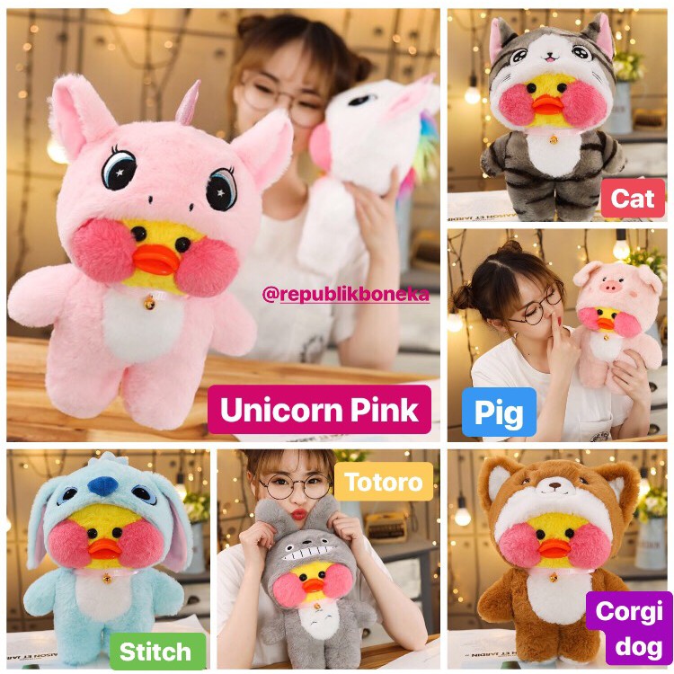 BONEKA FANFANCHU FANFANCHUU LALAFANFAN BEBEK CAFE MIMI STITCH PIG BABI CAT KUCING UNICORN CORGI DOG