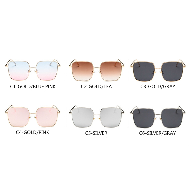 Korean fashion big frame square metal sunglasses for men and women