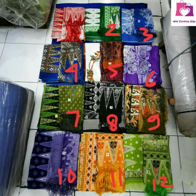 Set kain sarung kebaya + selendang rumbai 2in1 (1-12)