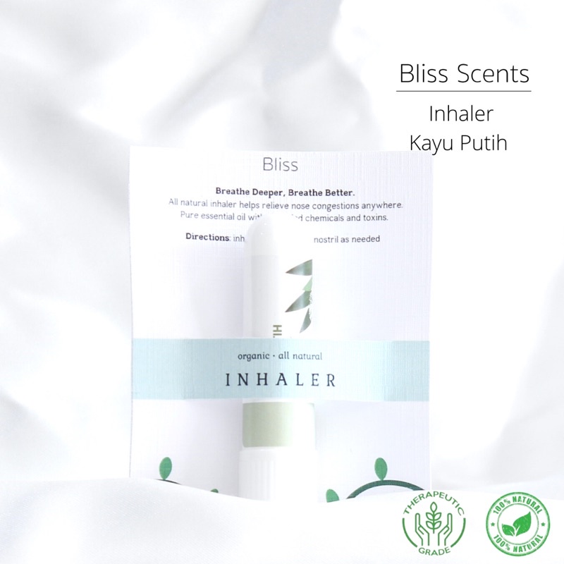 BLISS SCENTS Inhaler Essential Oil All Natural 100% Murni Therapeutic Grade Aromatherapy