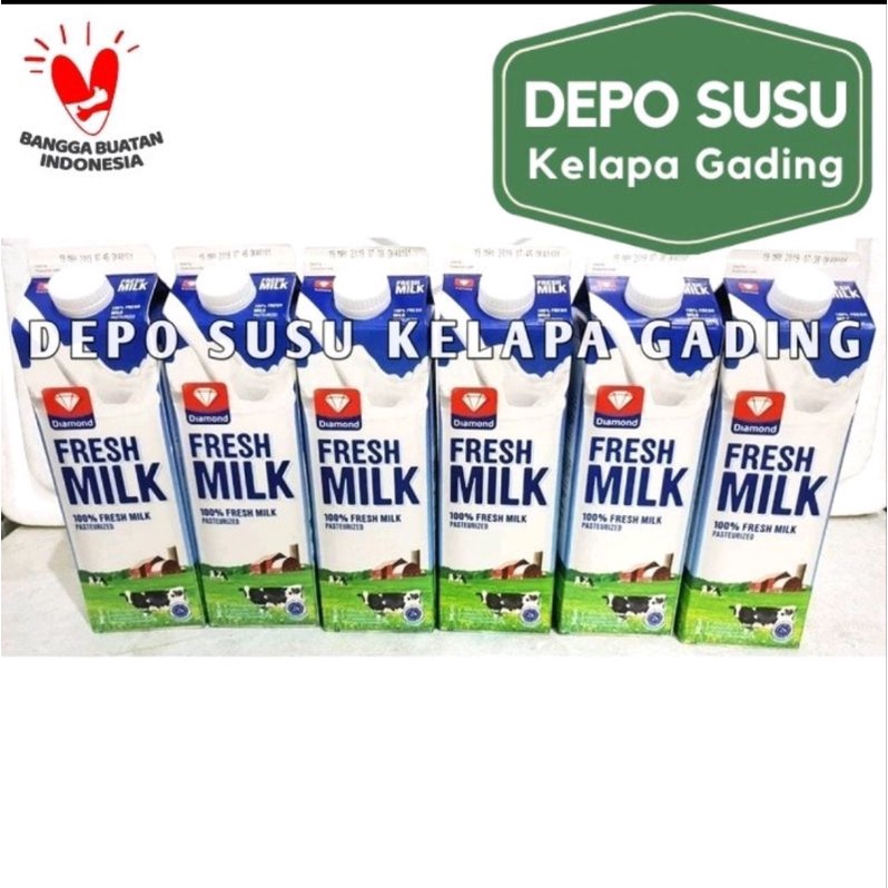 Susu Segar Diamond Fresh Milk Satuan 1 Liter | 1lt Diamon Full Cream Plain lt Pasteurisasi