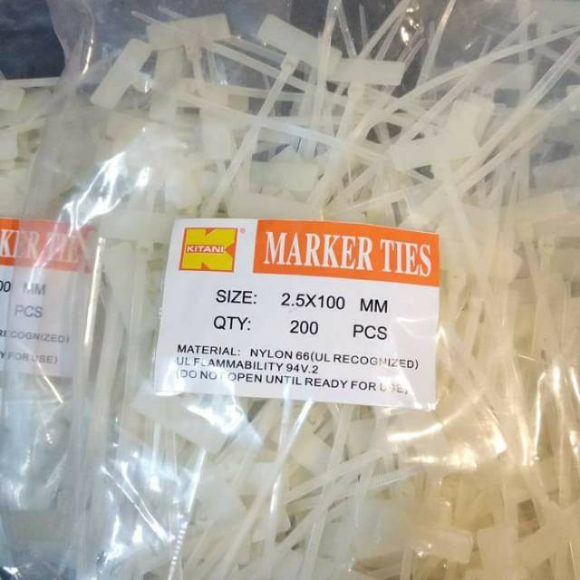 Kitani Label Kabel Maker Ties 2.5x100mm isi 200pcs Putih Nylon 66