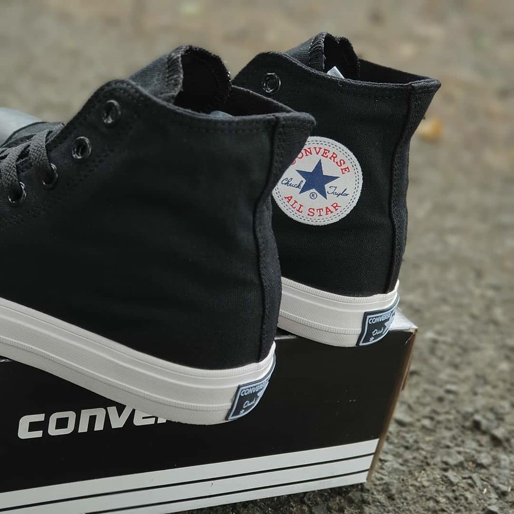 Sepatu Sneakers Distro Pria Wanita Converse All Star Undefeated Petir Tinggi Hitam Putih With BOX