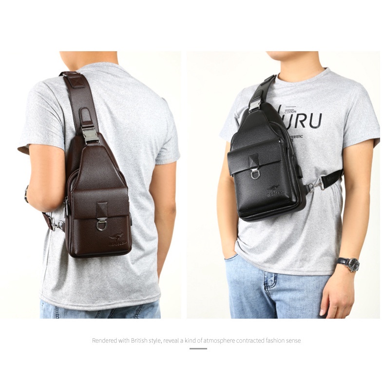 Tas Selempang Kulit Pria Sling Bag USB 668