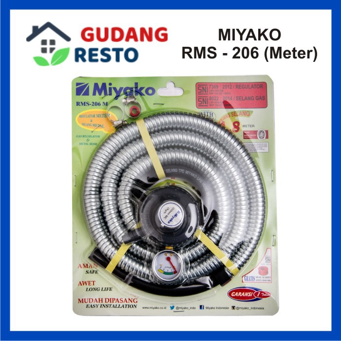 Miyako RMS 206 M Paket Regulator dan Selang Kompor Gas LPG RMS-206 /RMS206