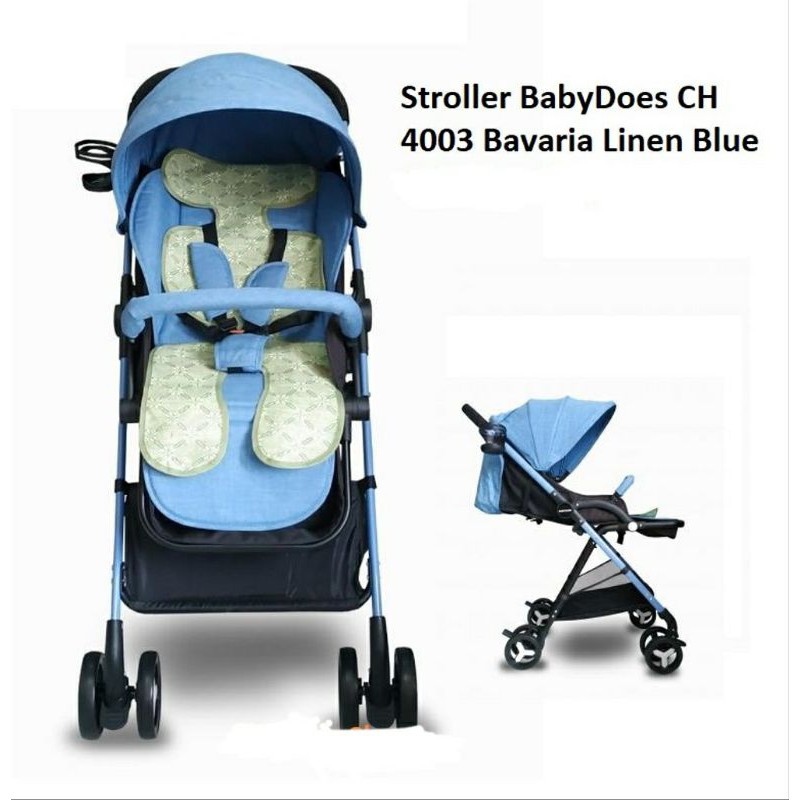 Stroller BabyDoes CH 4003 Bavaria Linen Kereta Dorong Bayi - Blue Makassar