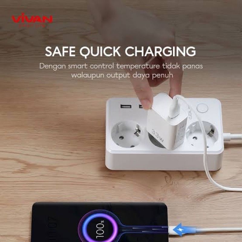 Vivan Travel Charger 33W Quick Charging single Port usb smart Protection Charger Vivan 33Watt