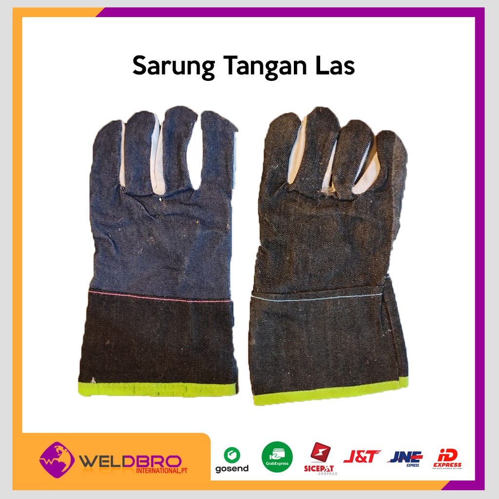 Jual Welding Gloves Sarung Tangan Las Kombinasi Jeans Dan Kulit 2 Warna ...